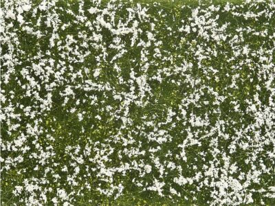 07256  Græsmåtte, løv – eng med hvide blomster, 12 x 18 cm