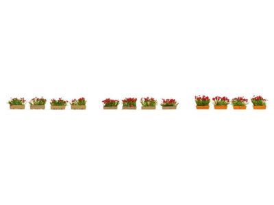 14010  Blomsterkasser med røde blomster