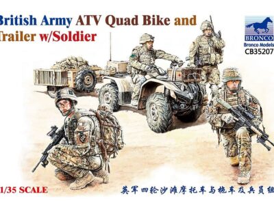 35207  British Army ATV Quad Bike and Trailer w/Soldier