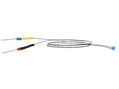 3564 Blå LED med loddet kabler, 5 stk
