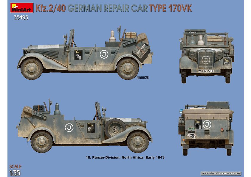 35495 Kfz.2/40 German WWII Repair Car Type 170VK - Billede 17